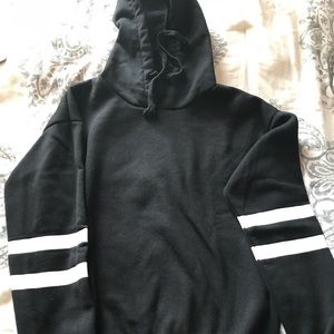 Black hoodie with white stripes